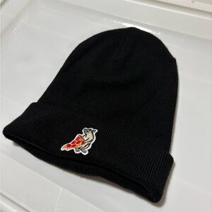 Rag & Bone Black Knit Beanie with Pizza Rat Patch
